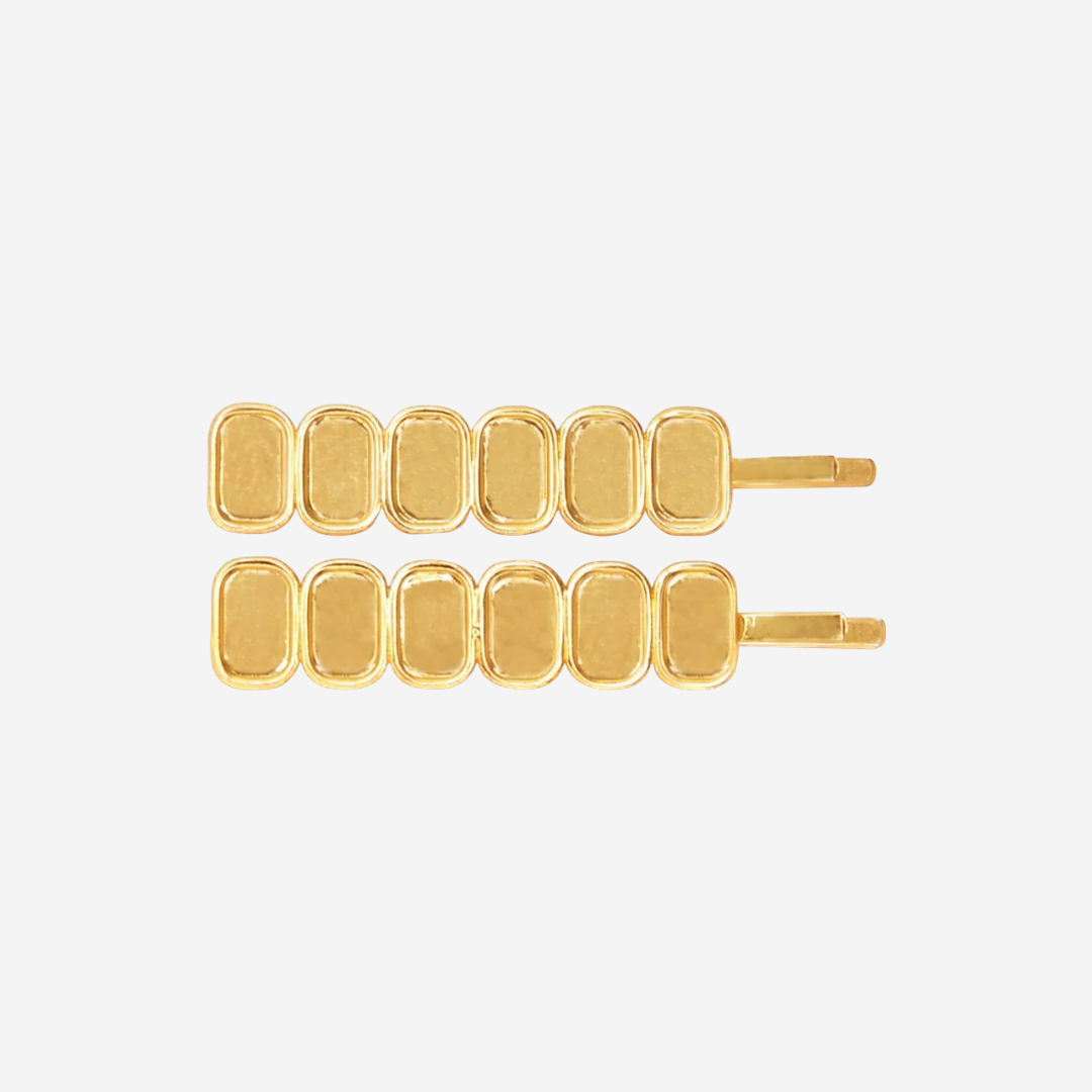 Pair of 18k gold plated metal hair pins