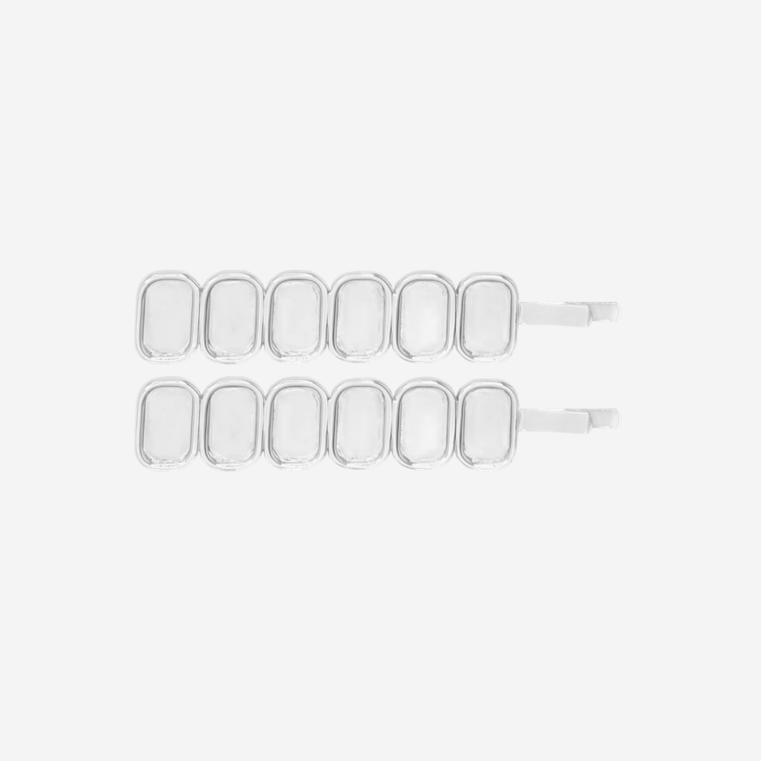 Pair of rhodium plated silver metal hairpins
