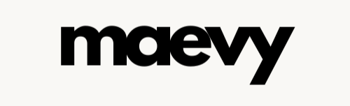 Maevy accessories logo with black writing and white background